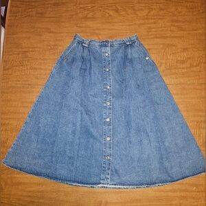 Vintage 80s Skirt Backroads Blues Womens M 8 High Waisted Blue Denim Made USA